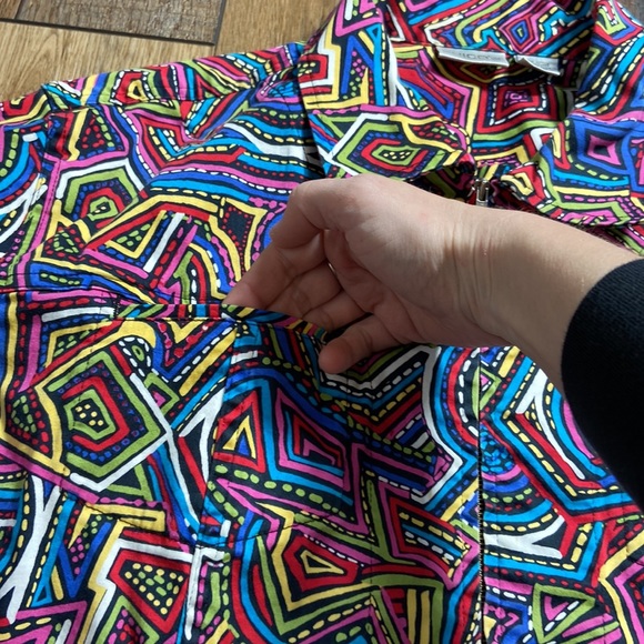Chico’s Multi Color Zipper Jacket Chicos Size 2 Large 12 - Picture 9 of 13